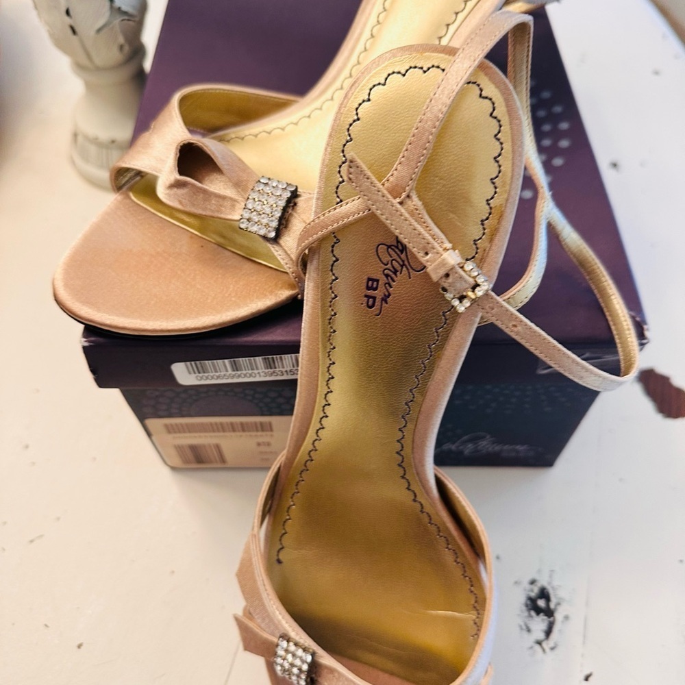 Nordstrom BP Platinum Satin Dressy Sandals